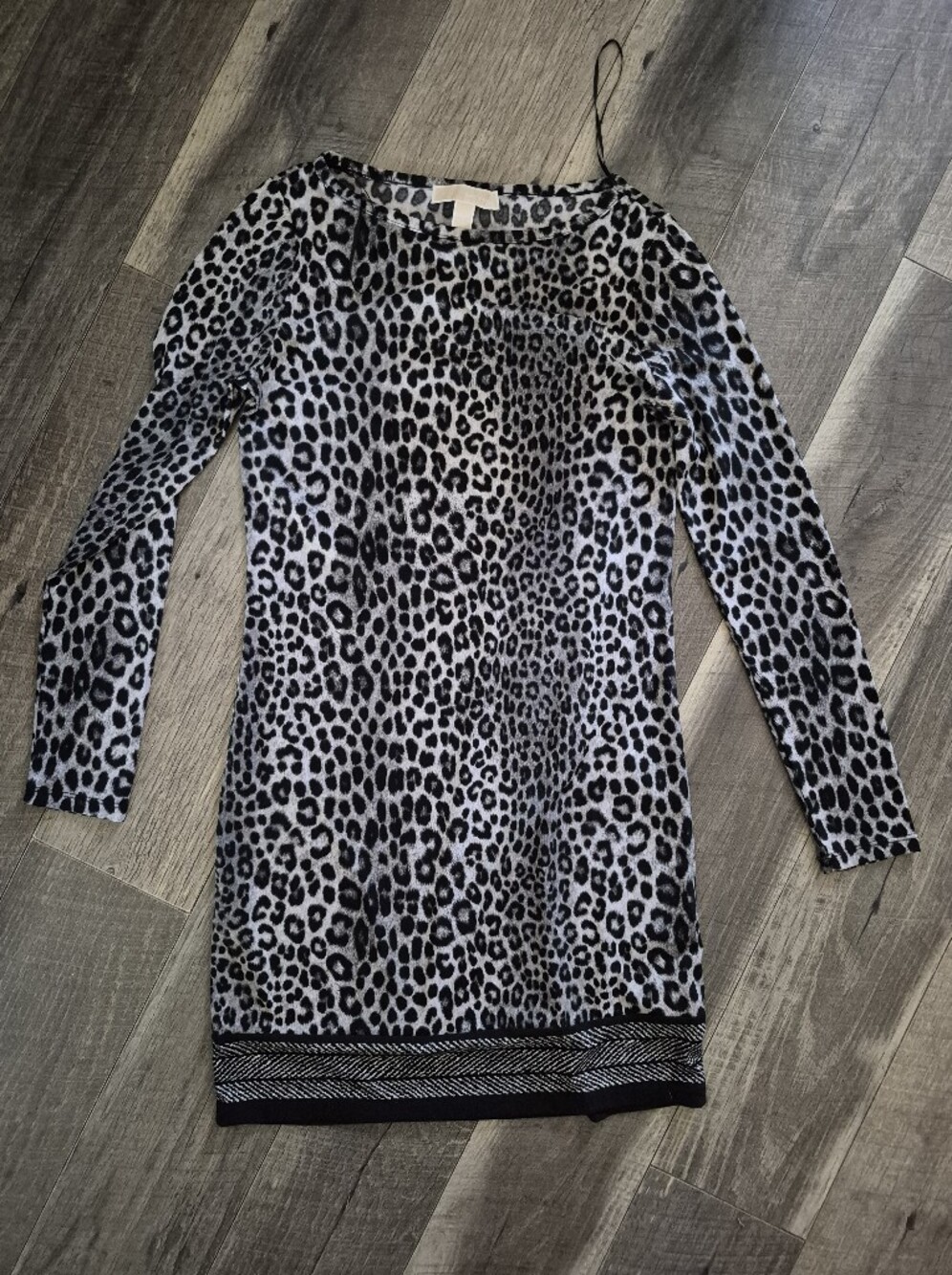 MICHAEL Michael Kors Black & Gray Leopard Print Dress Size XS
